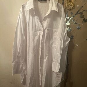 Zara White Casual Button Down Shirt
